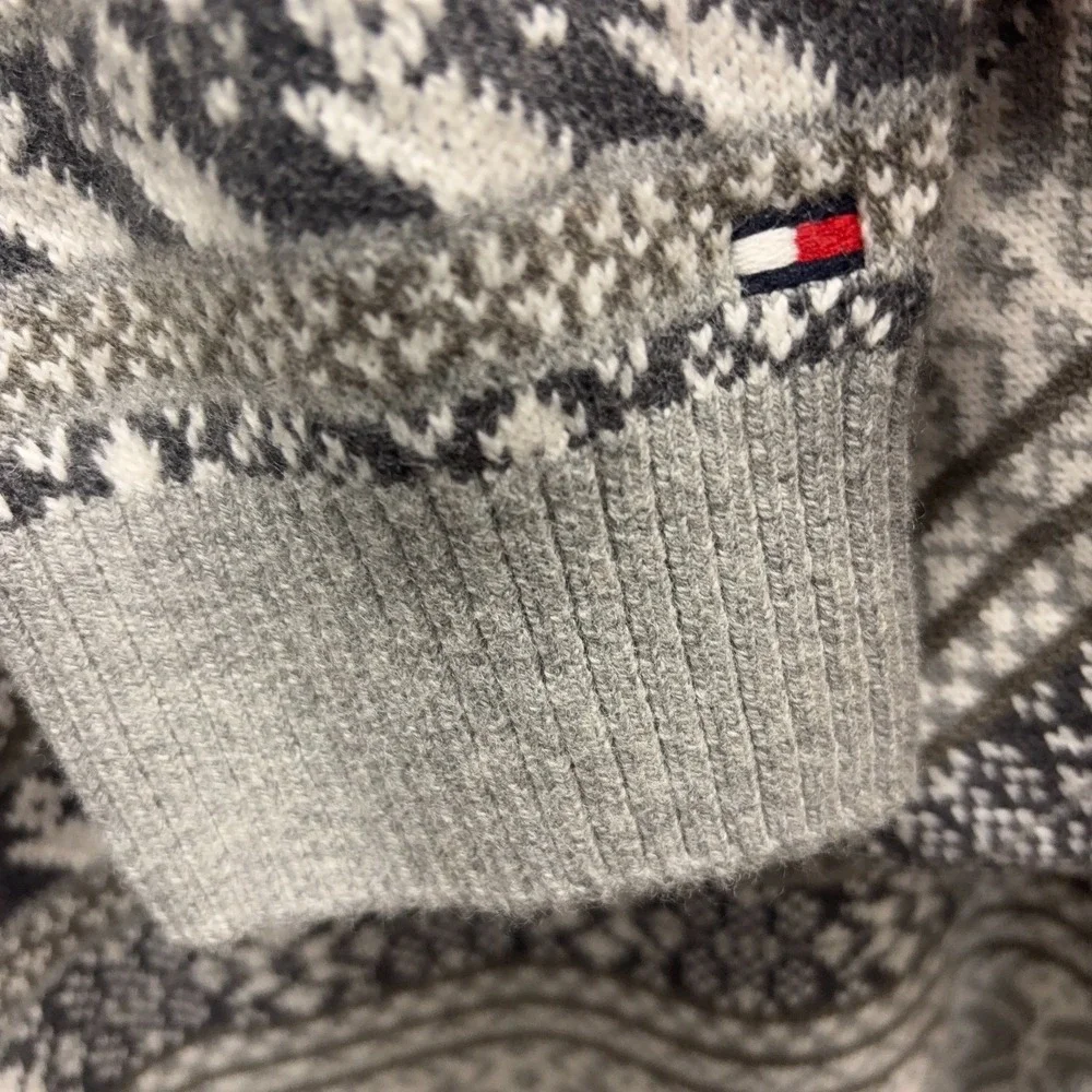 Tommy Hilfiger Sweater Mens XL Gray Pullover Mock Neck Long Sleeve Fair Isle New